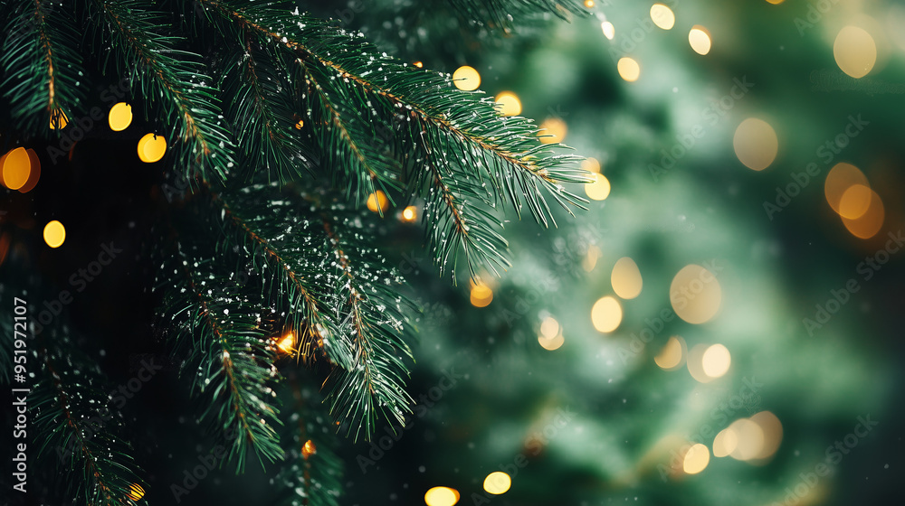 Fototapeta premium christmas tree with bokeh light background