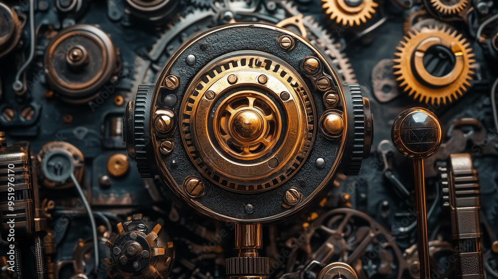 Steampunk Gearwork Central Mechanism In Bronze And Iron Texture Steampunk Gearwork Central Mechanism In Bronze And Iron Texture
