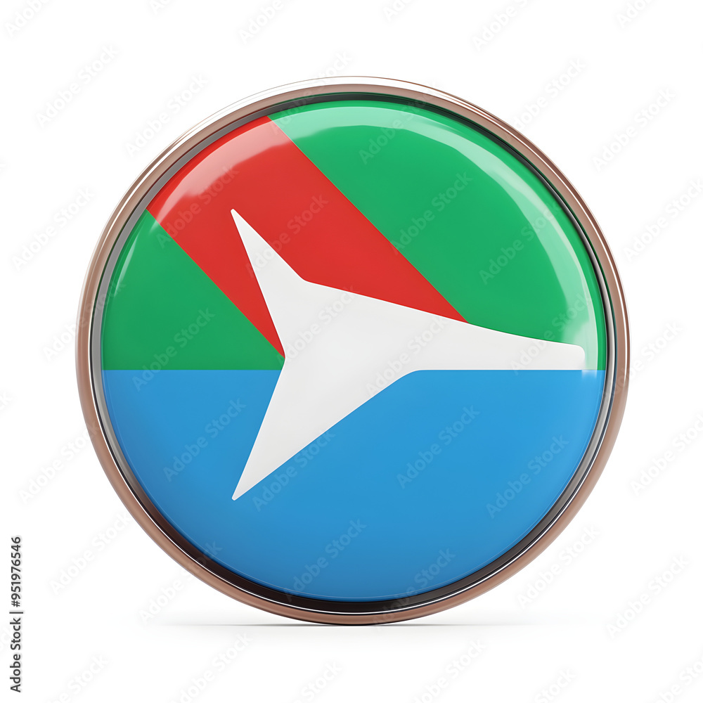 Round icon showcasing Djibouti flag with an abstract form design image Round icon showcasing Djibouti flag with an abstract form design image