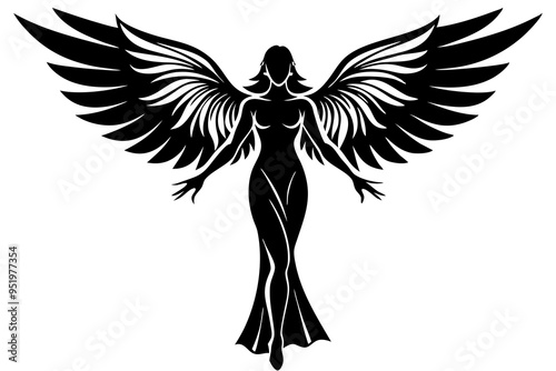 Elegant Angel Silhouette Vector Art illustration