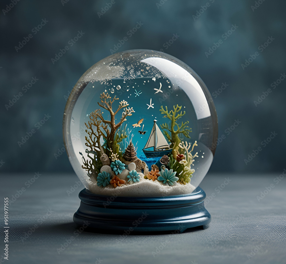 A delicate intricately crafted snow globe showcases AI generative A delicate intricately crafted snow globe showcases AI generative