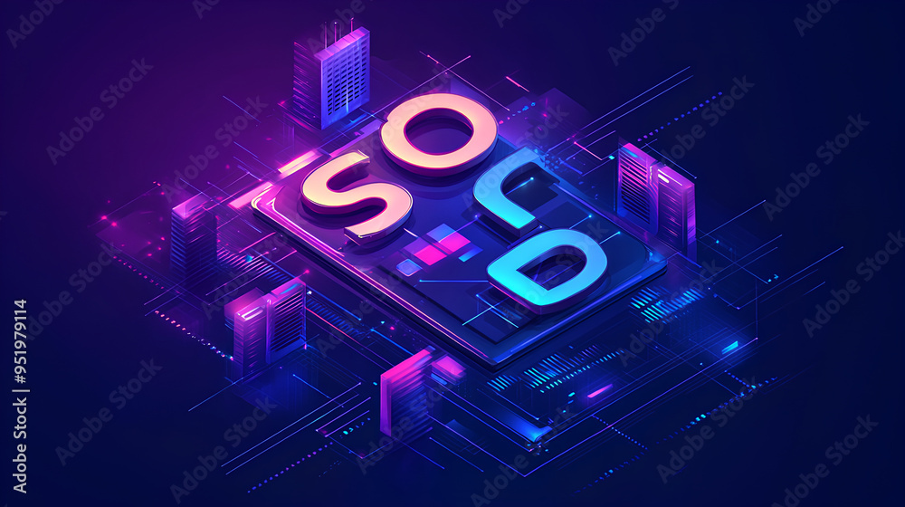 an isometric illustration with the letters SEO ,illustrating the concept of Search Engine Optimization an isometric illustration with the letters SEO ,illustrating the concept of Search Engine Optimization