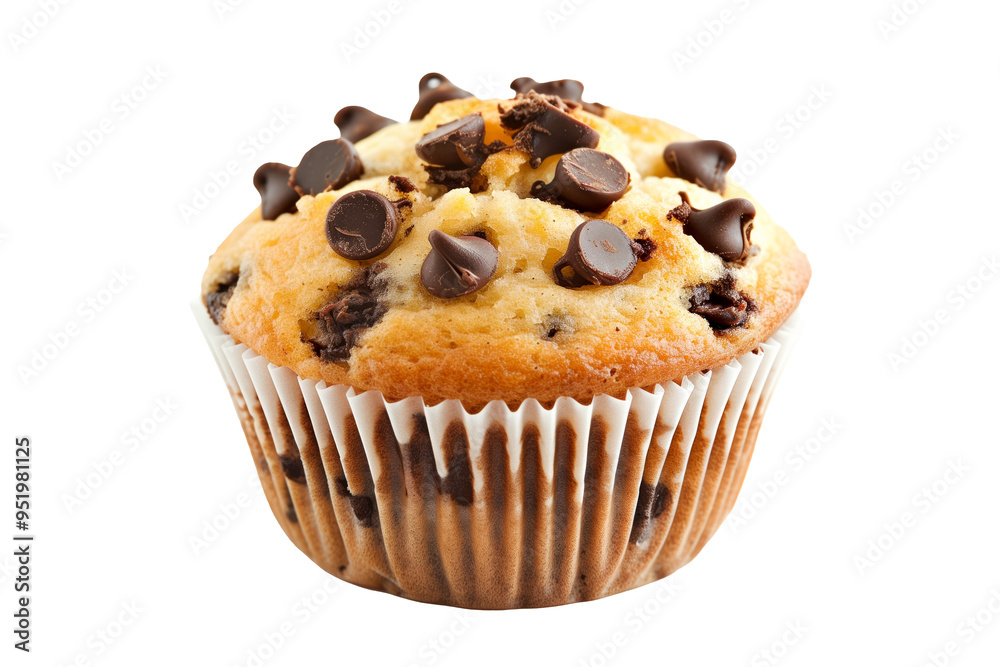 A freshly baked and fluffy chocolate muffin or cupcake isolated on white transparent background, beautifully topped with delightful sweet choco flakes A freshly baked and fluffy chocolate muffin or cupcake isolated on white transparent background, beautifully topped with delightful sweet choco flakes