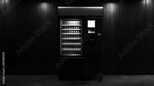 Blank black and white vending machine snacks and drinks mockup  photo