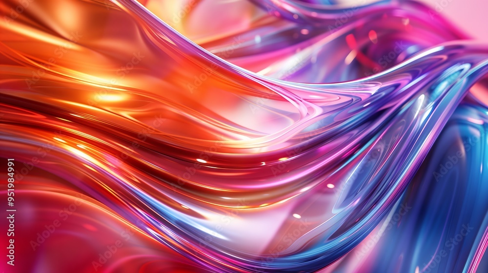 Colorful Abstract Texture with Wavy Patterns and Light Reflections