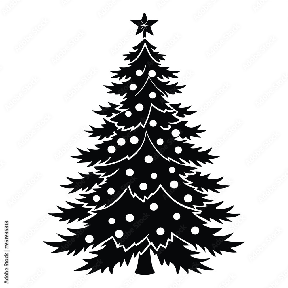 Fototapeta premium Christmas tree silhouette vector