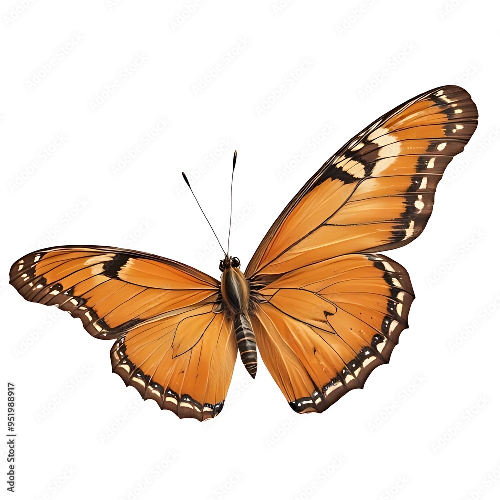 Fototapeta premium Orange butterfly, isolated on white background.