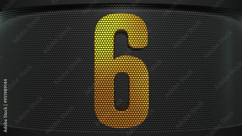 10 second countdown timer with gold numbers rotating behind a metal ...