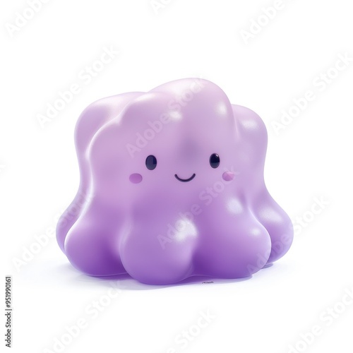 Medium shot of Cute cartoon monster like bacteria, isolated on a white background 