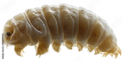 Close-up of a tardigrade, also known as a water bear, a microscopic animal known for its resilience.