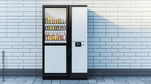 Blank white vending machine with snacks and drinks mockup, isolated  photo