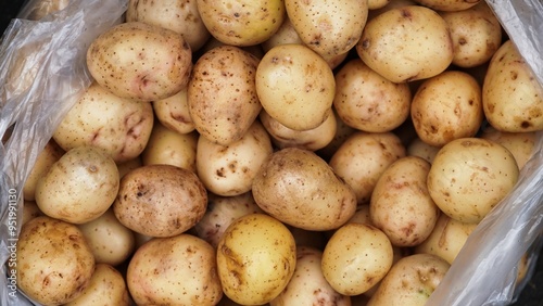 Fresh Potatoes in Plastic Bag