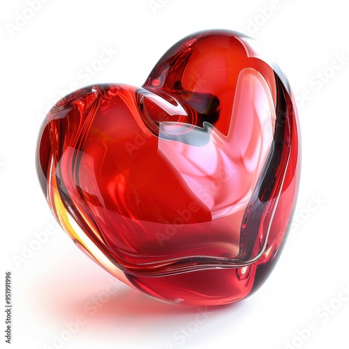 Medium shot of Heart dripping with red paint, isolated on a white background 
