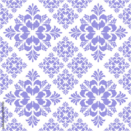 Florals seamless pattern, white and purple