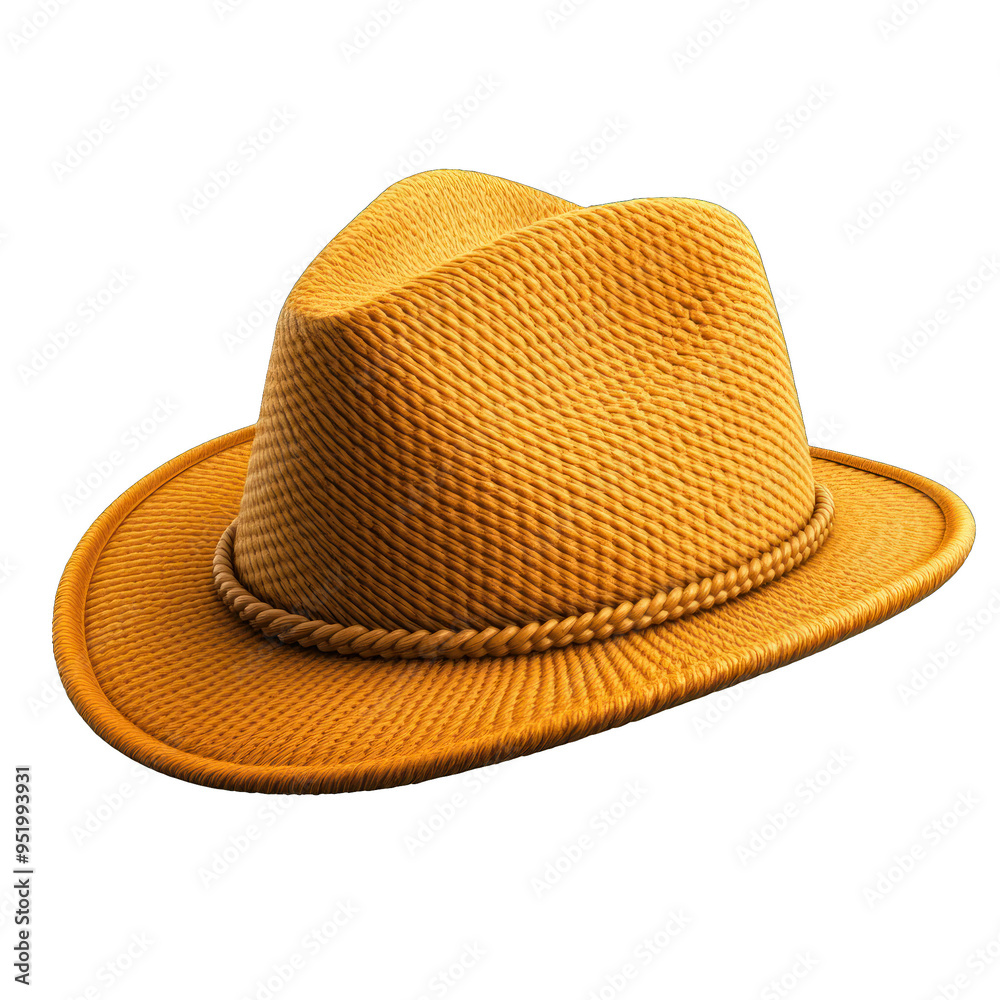 3D Stylish yellow fedora hat ideal for summer fashion and outdoor activities, adding a touch of flair to any outfit. transparent background 3D Stylish yellow fedora hat ideal for summer fashion and outdoor activities, adding a touch of flair to any outfit. transparent background