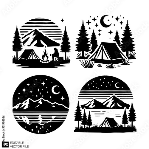 mountain graphic design black and white vector clip art silhouette