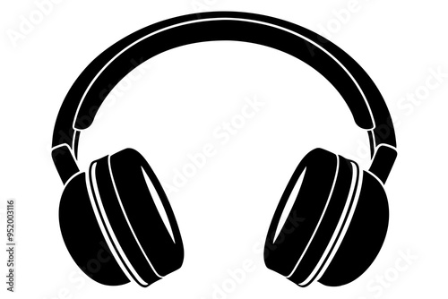 Headphone Icon Vector Line Art Silhouette  Minimalist Audio Headset Illustration