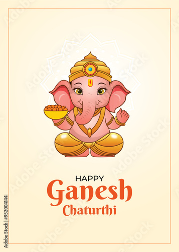 Celebrating happy Ganesh Chaturthi and Vinayaka chaturthi with indian background poster