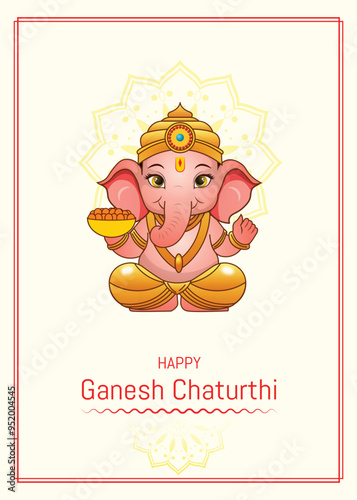 Celebrating happy Ganesh Chaturthi and Vinayaka chaturthi with indian background poster