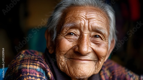 78. An elderly person demonstrating contentment with a relaxed smile and peaceful eyes