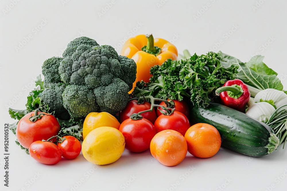 Vibrant harvest display of fresh fruits and vegetables made generative AI