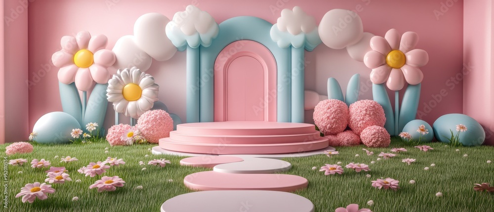 Birthday live room design with fresh pink Birthday live room design with fresh pink