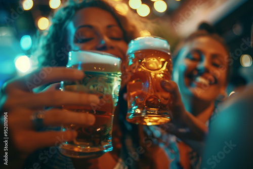 Bright colorful beer fest local german celebration octoberfest saint patrick day, Generative AI