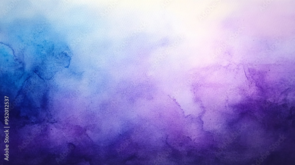 Naklejka premium A serene watercolor abstract blending soft blue and purple hues.