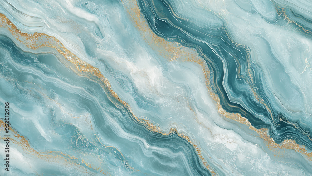 Aquamarine Waves with Platinum and Gold Accents Aquamarine Waves with Platinum and Gold Accents