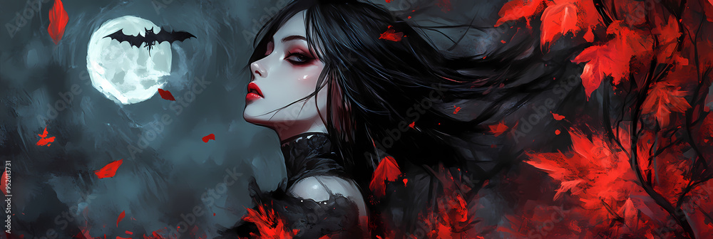 Dark and Spooky Goth Girl in Helloween Themed Anime Manga Wallpaper Dark and Spooky Goth Girl in Helloween Themed Anime Manga Wallpaper