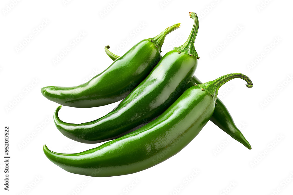 Green Serrano Chili Pepper isolated on a white background. Green Serrano Chili Pepper isolated on a white background.