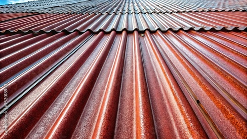 A photo image of corrugated steel roof panels with rough textured surface treatment photo