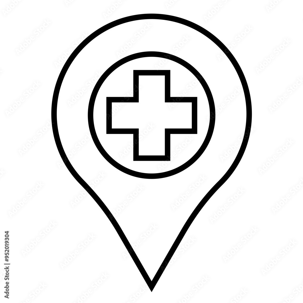 Hospital Location Icon, Simple Icon Vector Design, best used for presentation, application, web and banner Hospital Location Icon, Simple Icon Vector Design, best used for presentation, application, web and banner