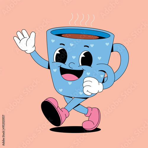 Walking coffee cup mascot