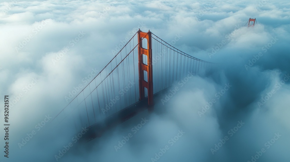 Fototapeta premium Golden Gate Bridge Emerging From Clouds