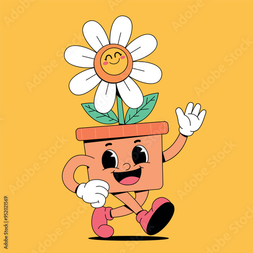 walking flower in a pot mascot