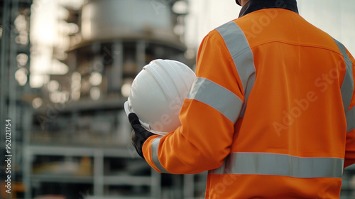 engineering hold helmet, factory background