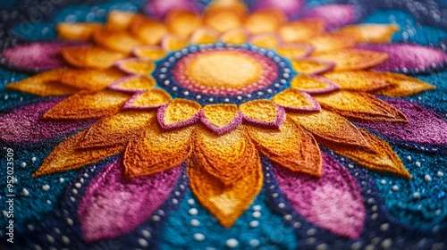 Colorful Mandala Pattern Close Up   Texture  Abstract  Art  Design   Indian  Crafts  Background  Ornament  Decoration