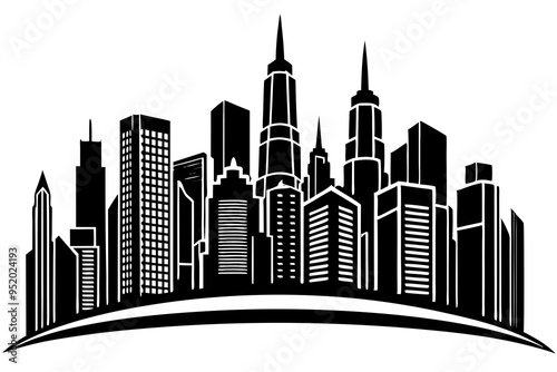 Modern City Skyline Skyscrapers silhouette vector illustration