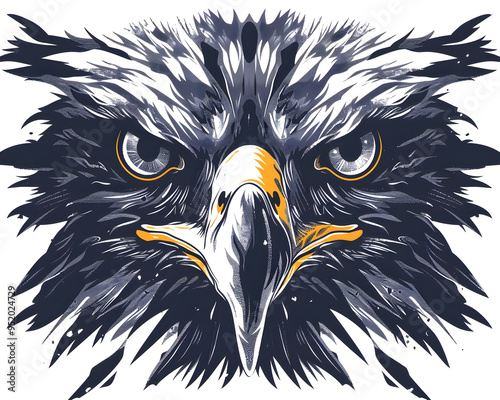 Geometric Eagle full aggressive expression black and white illustration photo