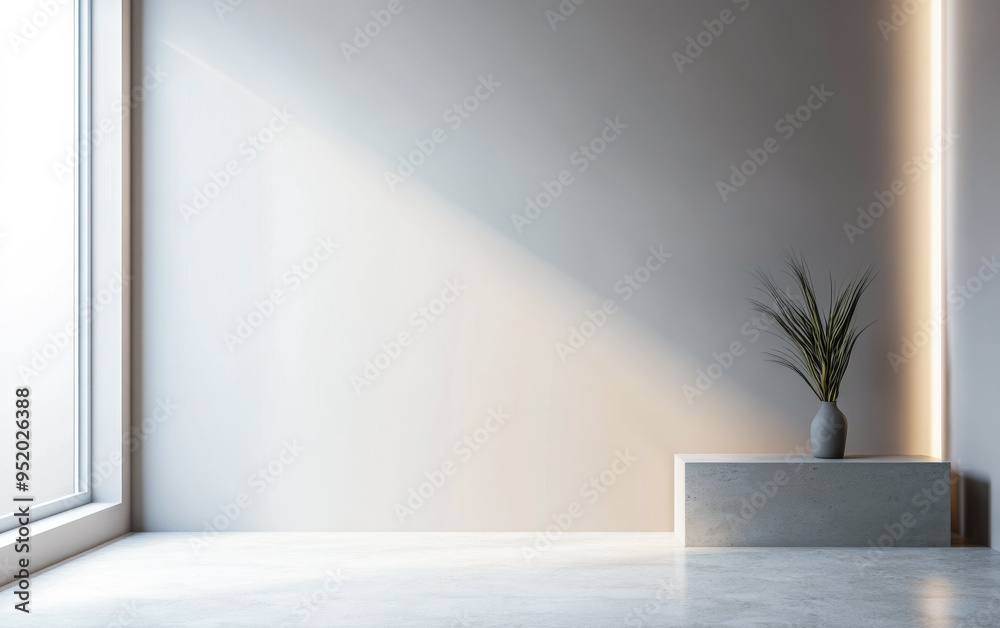 Minimalist tranquil room with a large window filling the room with natural light and minimal furniture or decor. Minimalist tranquil room with a large window filling the room with natural light and minimal furniture or decor.