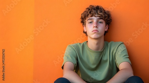 47. A teenager showing boredom with a blank stare and a slouched posture
