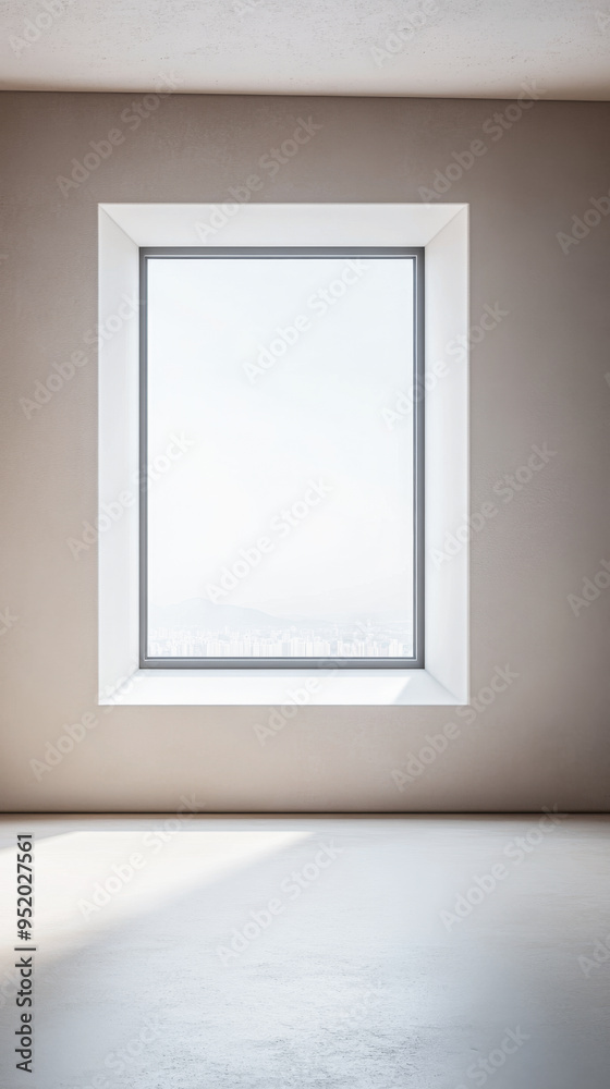 Minimalist tranquil room with a large window filling the room with natural light and minimal furniture or decor. Minimalist tranquil room with a large window filling the room with natural light and minimal furniture or decor.