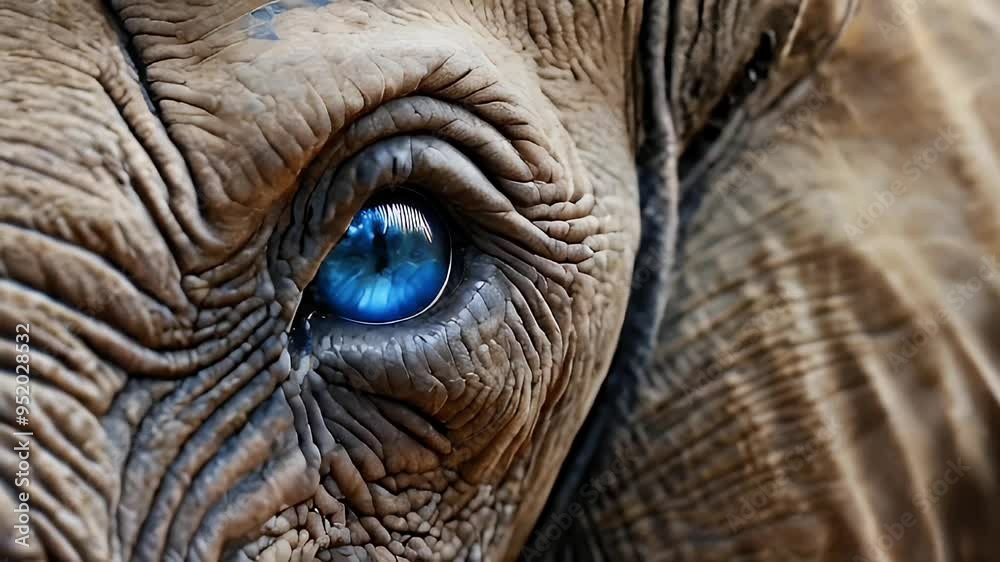 Cinematic Close-Up of Elephant's Eye with Vivid Blue Iris, close up of an eye, Wildlife Cinematic Close-Up of Elephant's Eye with Vivid Blue Iris, close up of an eye, Wildlife