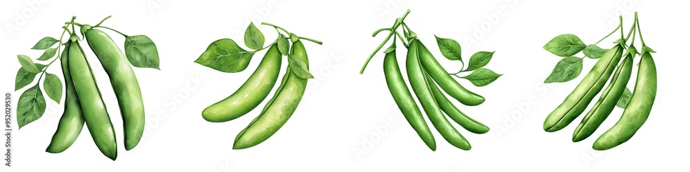 Fresh green peas with vibrant leaves, showcasing a natural and healthy look, perfect for culinary and dietary themes. Fresh green peas with vibrant leaves, showcasing a natural and healthy look, perfect for culinary and dietary themes.