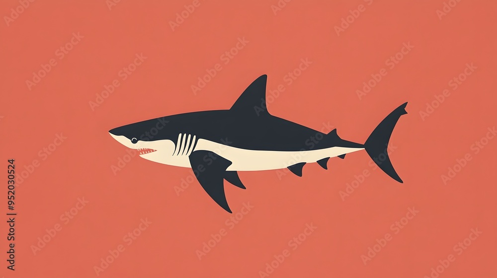 Great White Shark Illustration Flat Design Great White Shark Illustration Flat Design