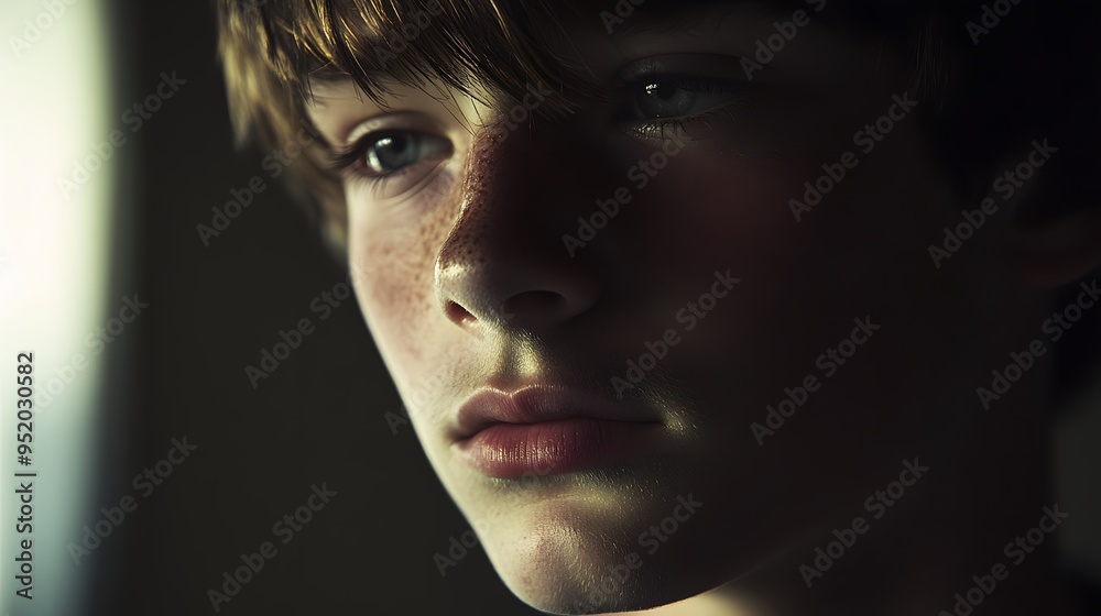 42. A teenager conveying nostalgia with a thoughtful expression and a distant look