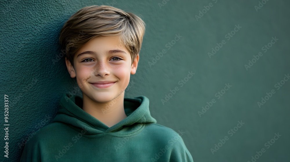 Obraz premium 37. A teenager demonstrating calm with a soft smile and relaxed demeanor