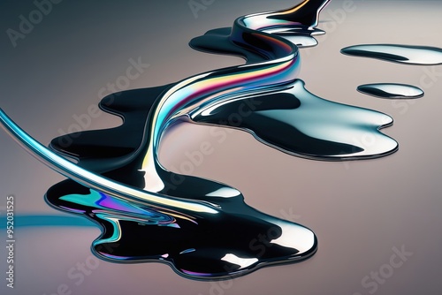 Iridescent Curves and Spilled Metallic Puddles in Futuristic Luminal Designs photo