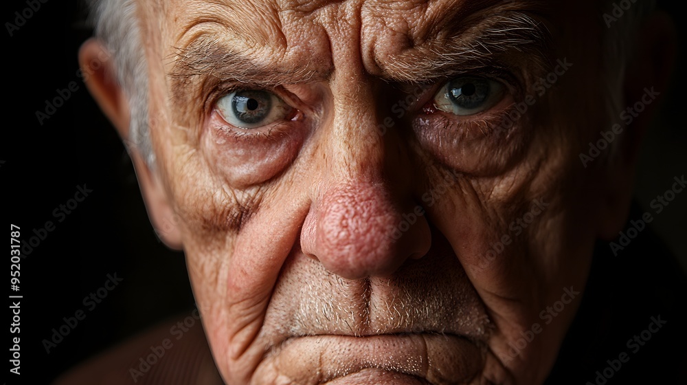 38. An elderly person showing concern with furrowed brows and a worried expression 38. An elderly person showing concern with furrowed brows and a worried expression